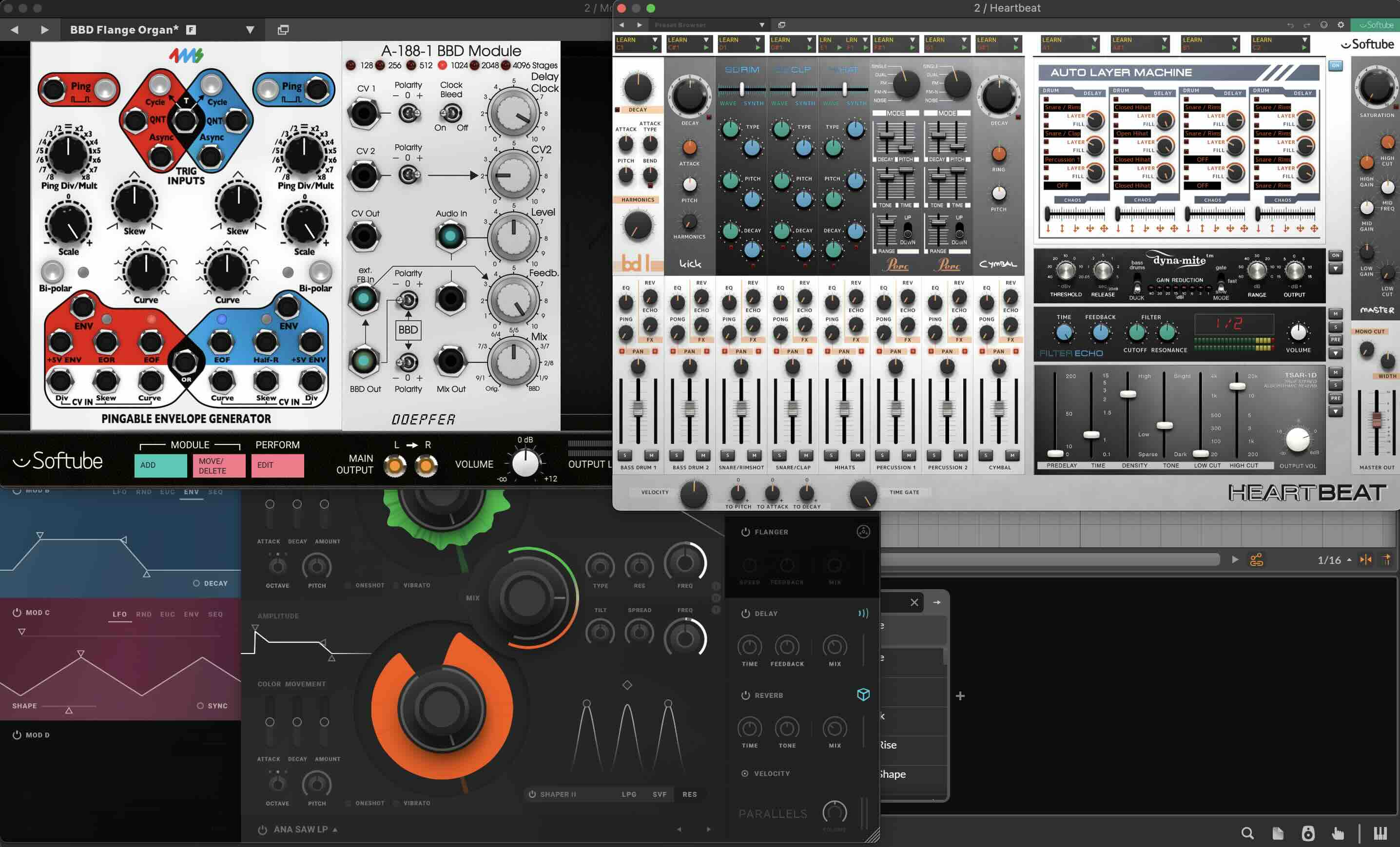 Softube Modular + 4 modules + Heartbeat + Parallels